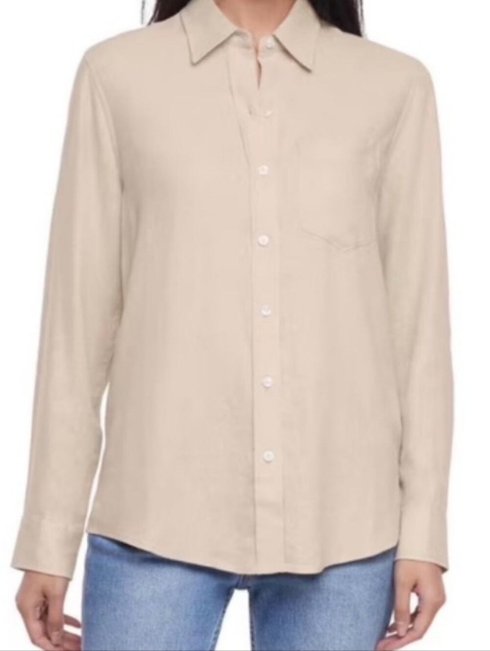 GAP Linen Blend Button Down Top Khaki Tan Women's XL NWT